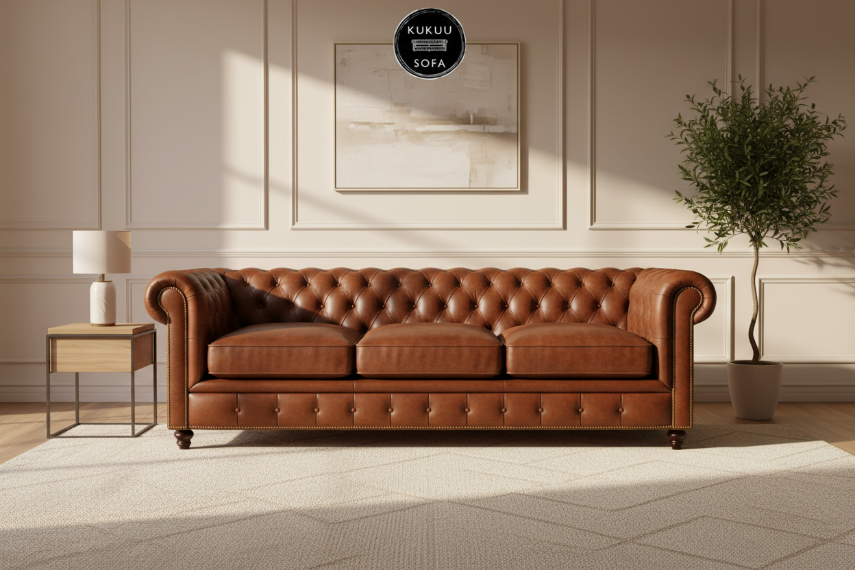 brown leather sofa