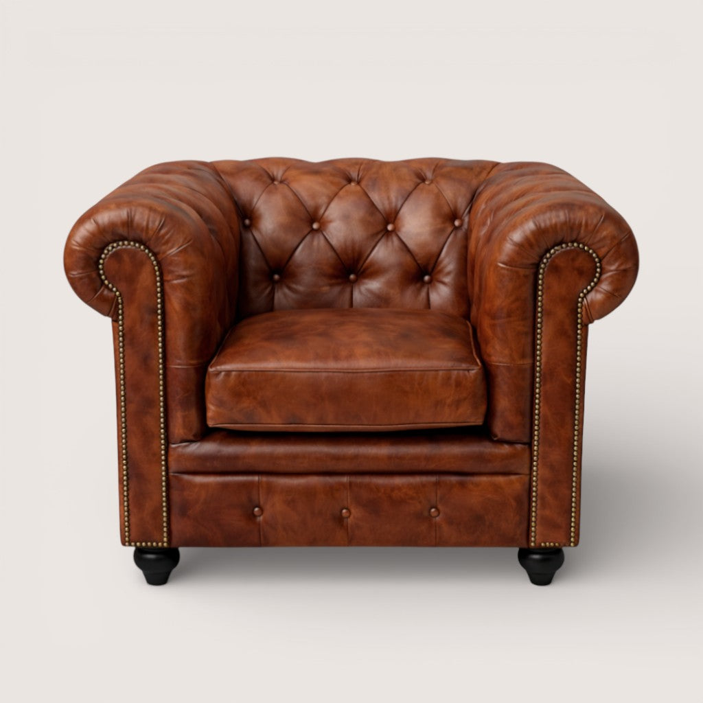 Brown Leather Corner Sofa - Kukuu Sofa