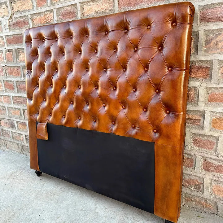Kingsford Collection – Cognac Brown Top Grain Buffalo Leather Headboard