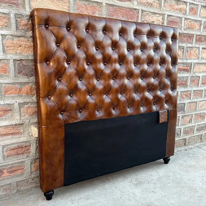 Kingsford Collection – Vintage Brown Top Grain Buffalo Leather Headboard (Available May End)