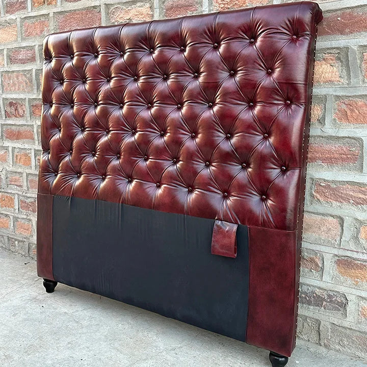 Kingsford Collection – Deep Burgundy Red Top Grain Buffalo Leather Headboard ( Available May End)