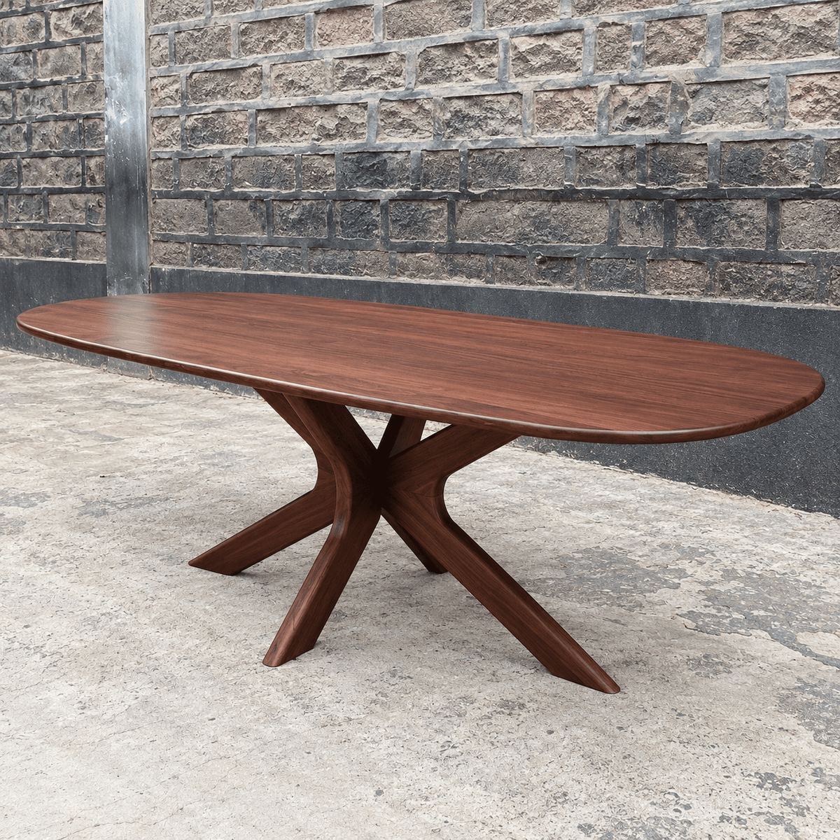 Kensington Solid Mango Wood Oval Dining Table – Walnut Brown - Kukuu Sofa