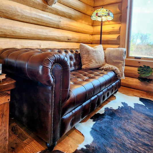 Kingsford Collection - Dark Brown Top Grain Buffalo Leather Chesterfield sofa - Kukuu Sofa