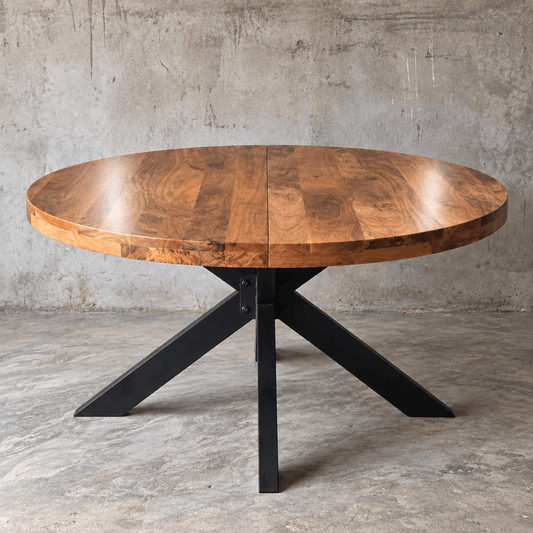 KUKUU Extend-It! – Solid Mango Wood Round Extending Dining Table - Kukuu Sofa