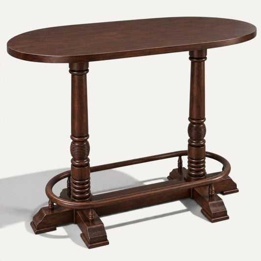 Windsor Traditional Oval Wooden Bar & Pub Poseur Table – Dark Brown - Kukuu Sofa