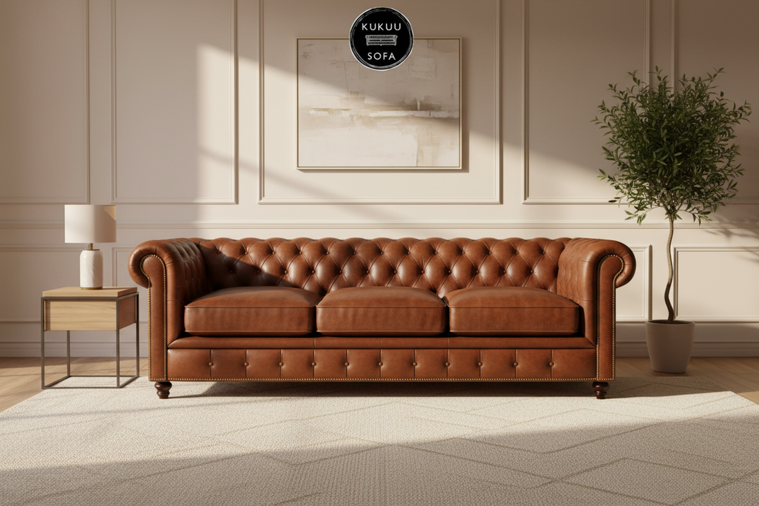 brown leather sofa