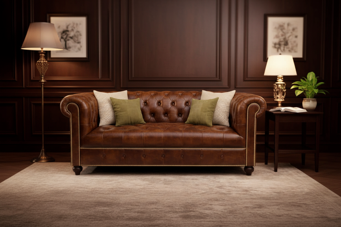 brown leather sofa