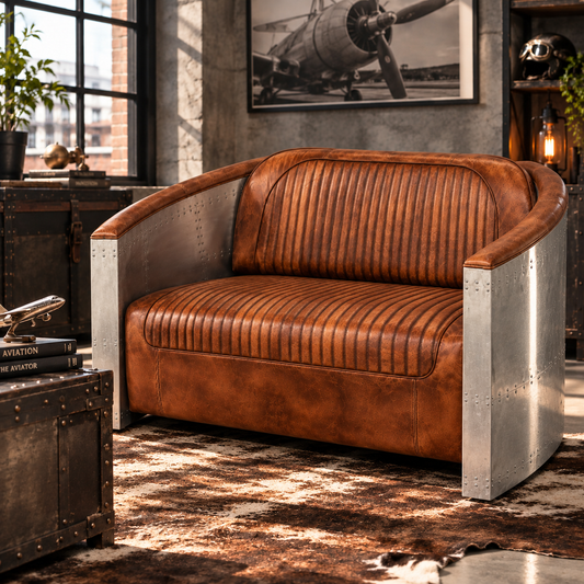 Maverick – Aviator Industrial Aircraft Aluminium 2-Seater Sofa