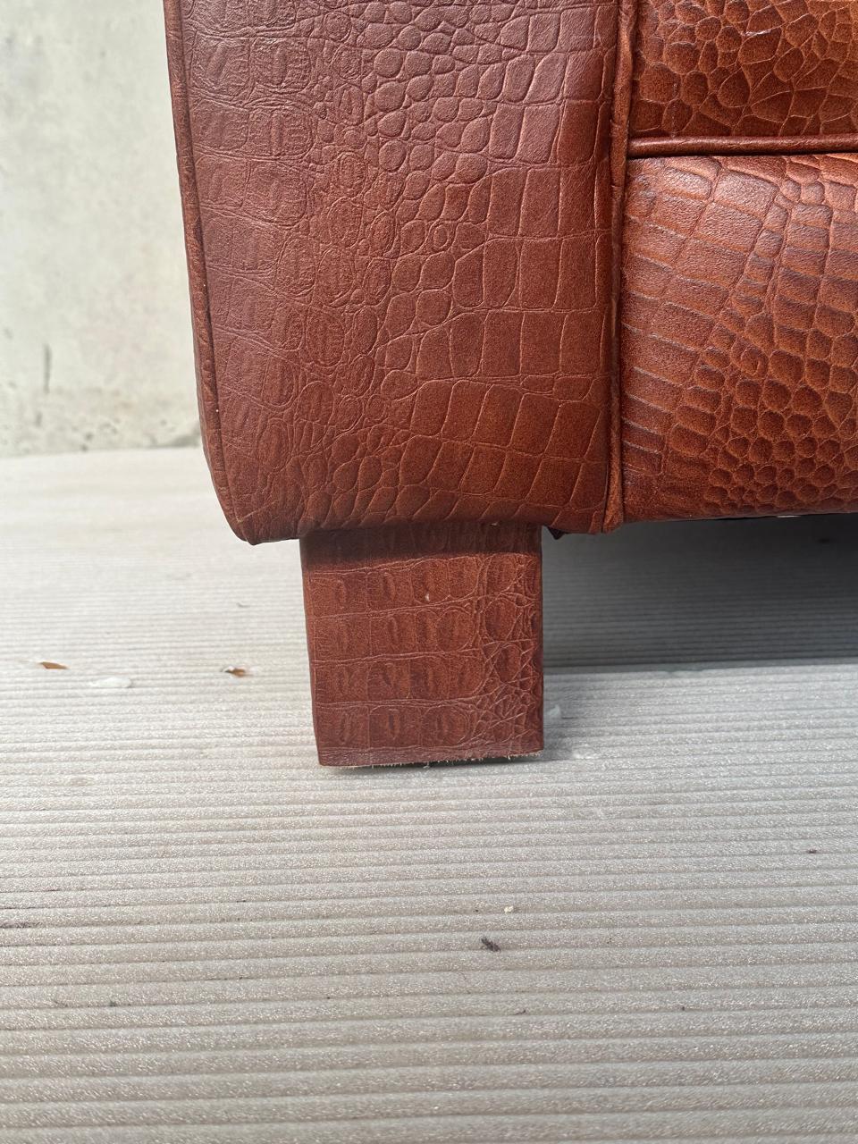 Crocodile Print Leather Armchair UK | Buffalo Leather Club Chair - Kukuu Sofa