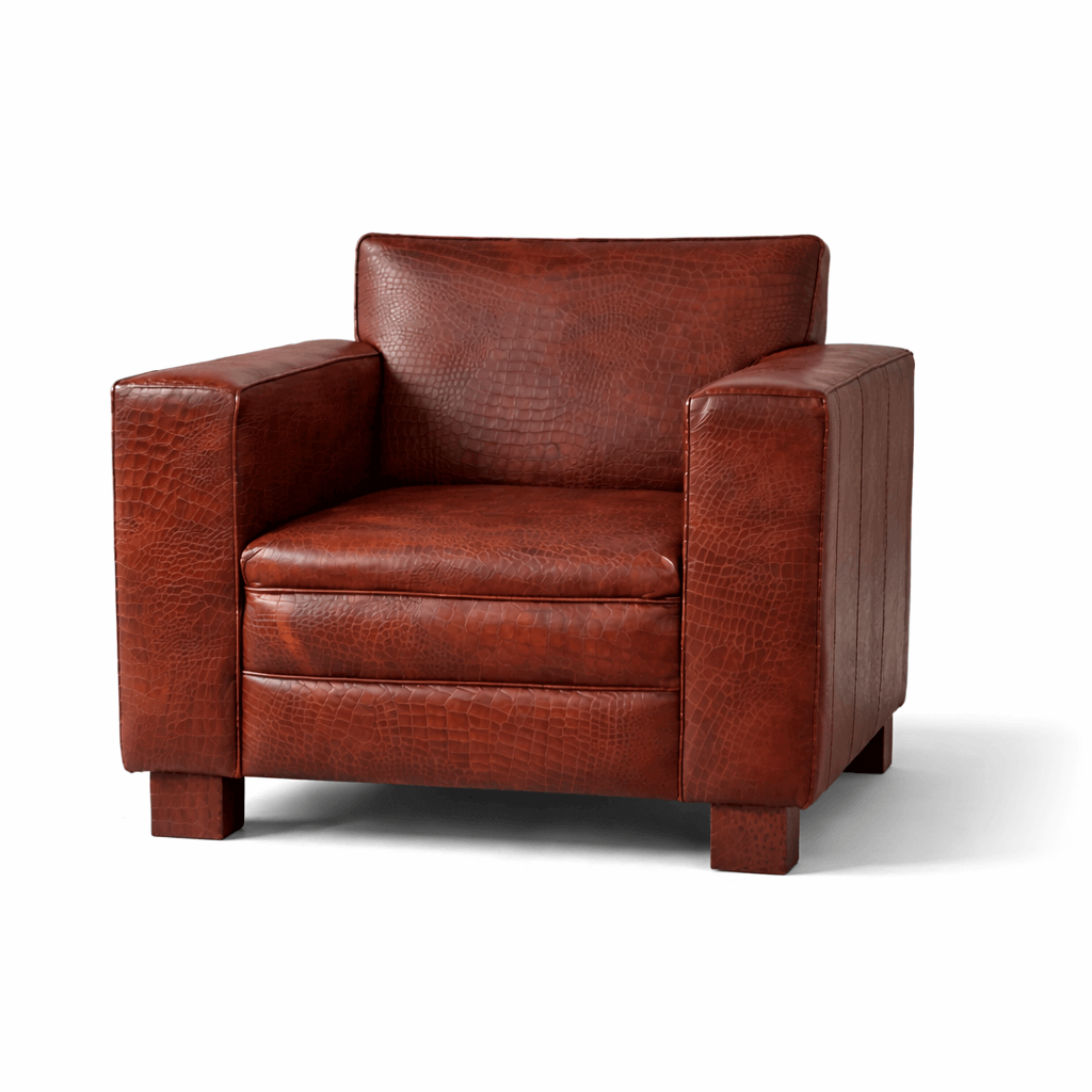 Crocodile Print Leather Armchair UK | Buffalo Leather Club Chair - Kukuu Sofa