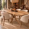 Kensington Solid Mango Wood Oval Dining Table – Light Brown - Kukuu Sofa