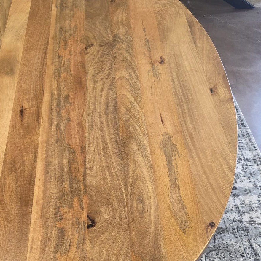 Kensington Solid Mango Wood Oval Dining Table – Light Brown - Kukuu Sofa