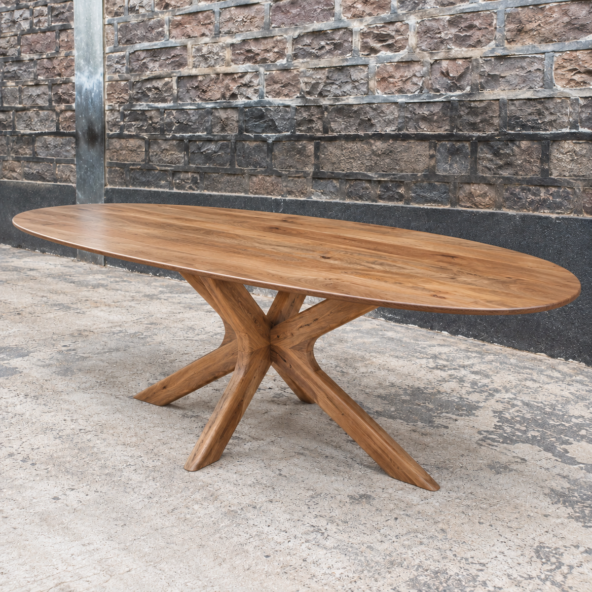 Kensington Solid Mango Wood Oval Dining Table – Light Brown - Kukuu Sofa