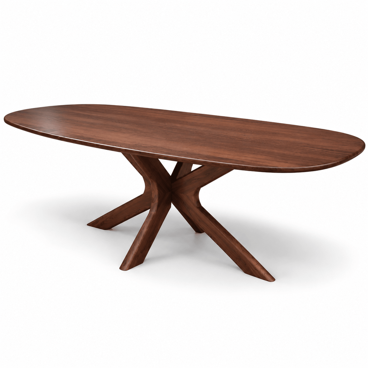 Kensington Solid Mango Wood Oval Dining Table – Walnut Brown - Kukuu Sofa
