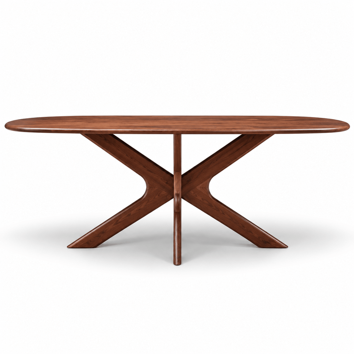Kensington Solid Mango Wood Oval Dining Table – Walnut Brown - Kukuu Sofa