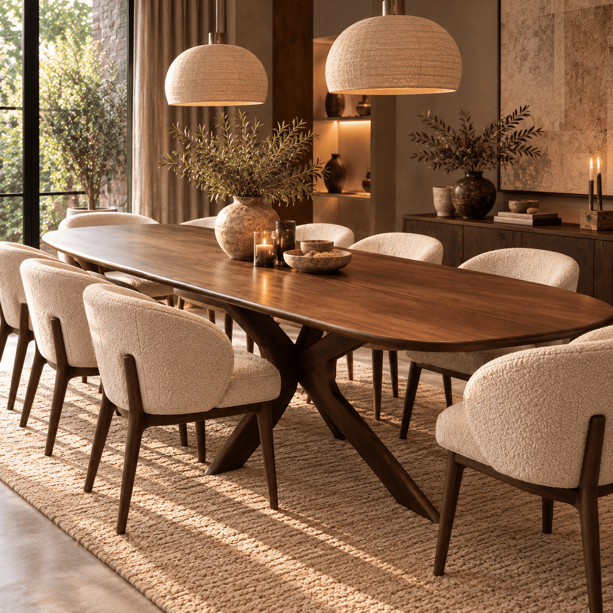 Kensington Solid Mango Wood Oval Dining Table – Walnut Brown - Kukuu Sofa