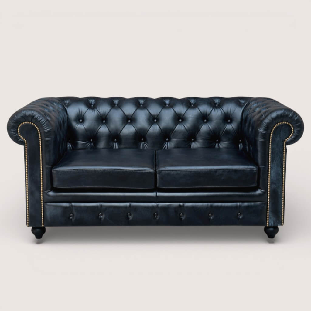 Kingsford - Berlin Grey Top Grain Buffalo Leather Chesterfield sofa - Kukuu Sofa