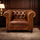 Kingsford - Cognac Brown Top Grain Buffalo Leather Chesterfield sofa - Kukuu Sofa
