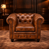 Kingsford - Cognac Brown Top Grain Buffalo Leather Chesterfield sofa - Kukuu Sofa