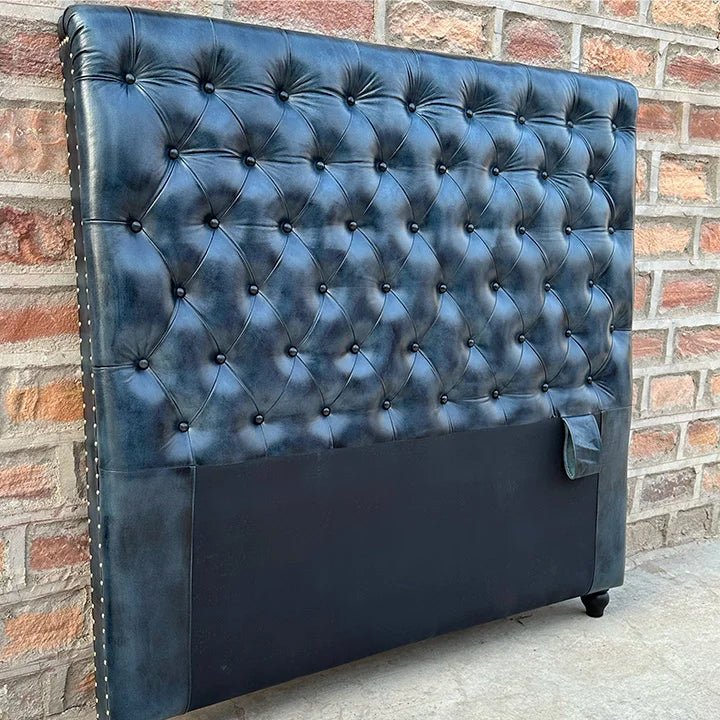 Kingsford Collection - Charcoal Black Top Grain Buffalo Leather Headboard - Kukuu Sofa