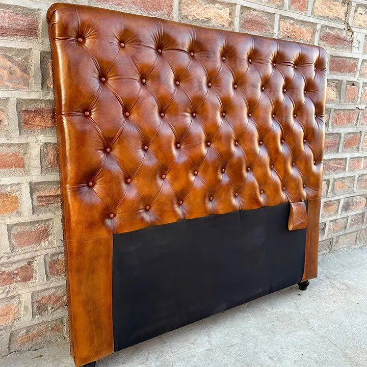 Kingsford Collection – Cognac Brown Top Grain Buffalo Leather Headboard - Kukuu Sofa