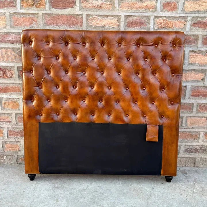 Kingsford Collection – Cognac Brown Top Grain Buffalo Leather Headboard - Kukuu Sofa