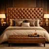 Kingsford Collection – Cognac Brown Top Grain Buffalo Leather Headboard - Kukuu Sofa