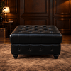 Kingsford Collection – Culcutta Black Top Grain Buffalo Leather Chesterfield Ottoman - Kukuu Sofa