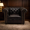 Kingsford Collection – Culcutta Black Top Grain Buffalo Leather Chesterfield Sofa - Kukuu Sofa