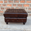 Kingsford Collection - Dark Brown Top Grain Buffalo Leather Chesterfield Ottoman - Kukuu Sofa