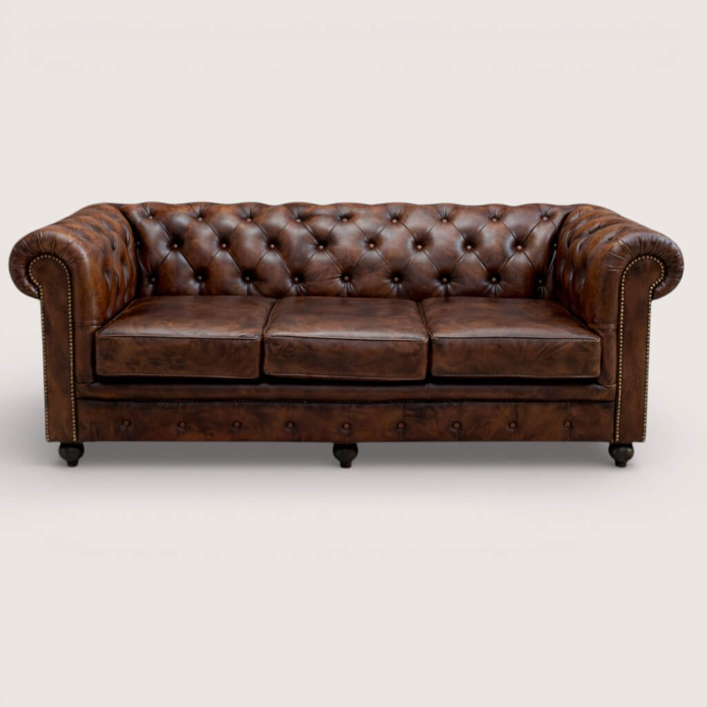Kingsford Collection - Dark Brown Top Grain Buffalo Leather Chesterfield sofa - Kukuu Sofa