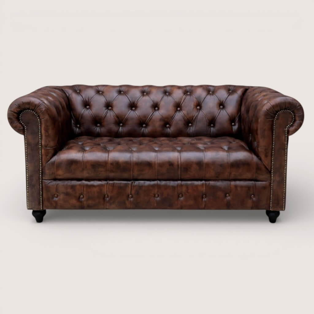 Kingsford Collection - Dark Brown Top Grain Buffalo Leather Chesterfield sofa - Kukuu Sofa