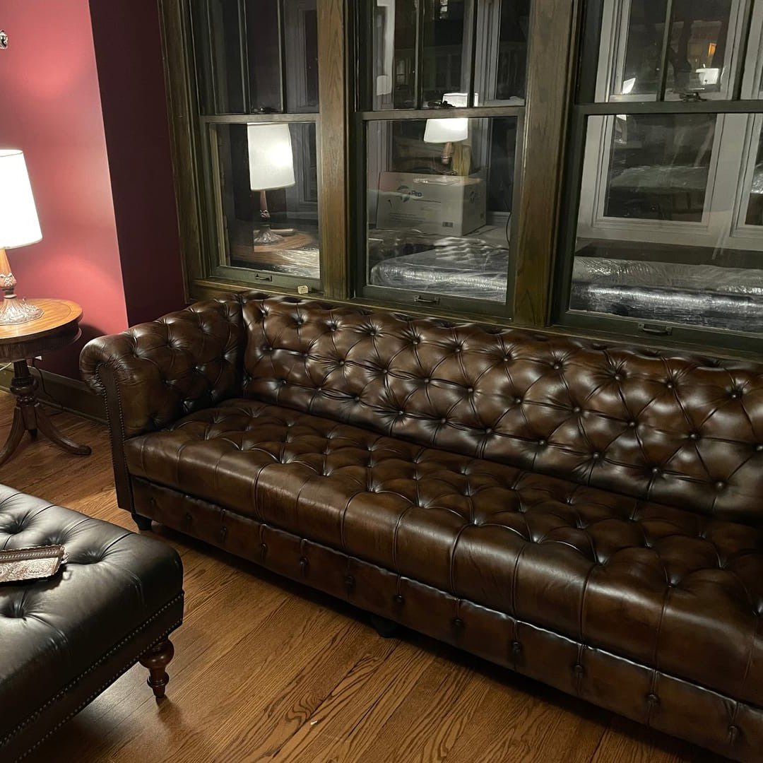 Kingsford Collection - Dark Brown Top Grain Buffalo Leather Chesterfield sofa - Kukuu Sofa
