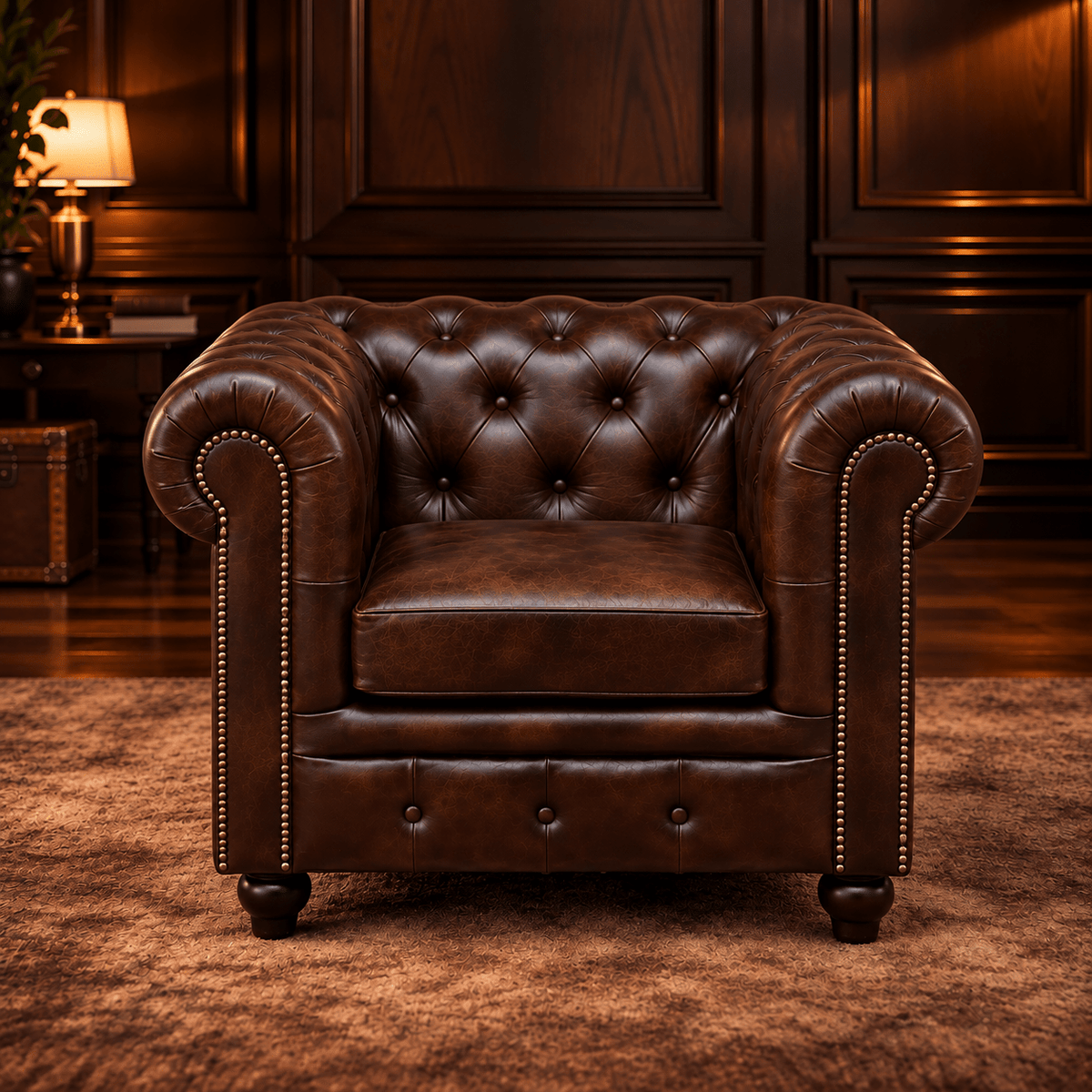 Kingsford Collection - Dark Brown Top Grain Buffalo Leather Chesterfield sofa - Kukuu Sofa