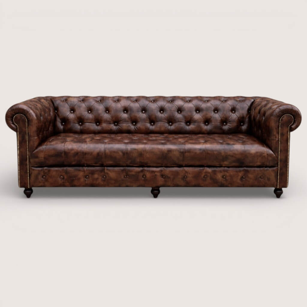 Kingsford Collection - Dark Brown Top Grain Buffalo Leather Chesterfield sofa - Kukuu Sofa