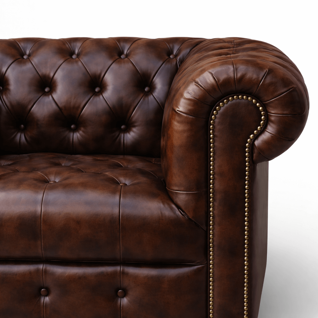 Kingsford Collection - Dark Brown Top Grain Buffalo Leather Chesterfield sofa - Kukuu Sofa