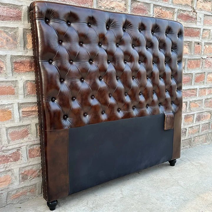 Kingsford Collection - Dark Brown Top Grain Buffalo Leather Headboard - Kukuu Sofa