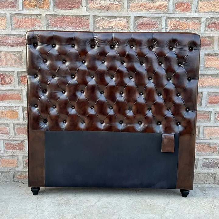 Kingsford Collection - Dark Brown Top Grain Buffalo Leather Headboard - Kukuu Sofa