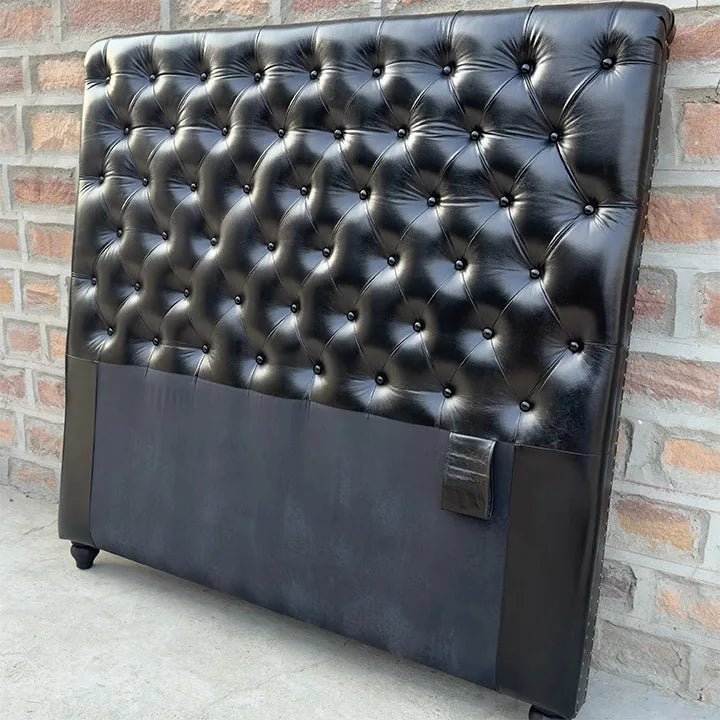 Kingsford Collection – Deep Black Top Grain Buffalo Leather Headboard - Kukuu Sofa