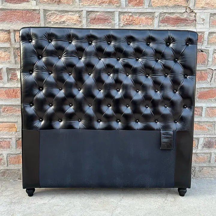 Kingsford Collection – Deep Black Top Grain Buffalo Leather Headboard - Kukuu Sofa