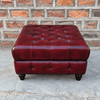 Kingsford Collection – Deep Burgundy Red Top Grain Buffalo Leather Chesterfield Ottoman - Kukuu Sofa
