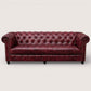 Kingsford Collection – Deep Burgundy Red Top Grain Buffalo Leather Chesterfield sofa - Kukuu Sofa