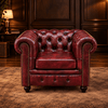 Kingsford Collection – Deep Burgundy Red Top Grain Buffalo Leather Chesterfield sofa - Kukuu Sofa