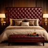 Kingsford Collection – Deep Burgundy Red Top Grain Buffalo Leather Headboard - Kukuu Sofa
