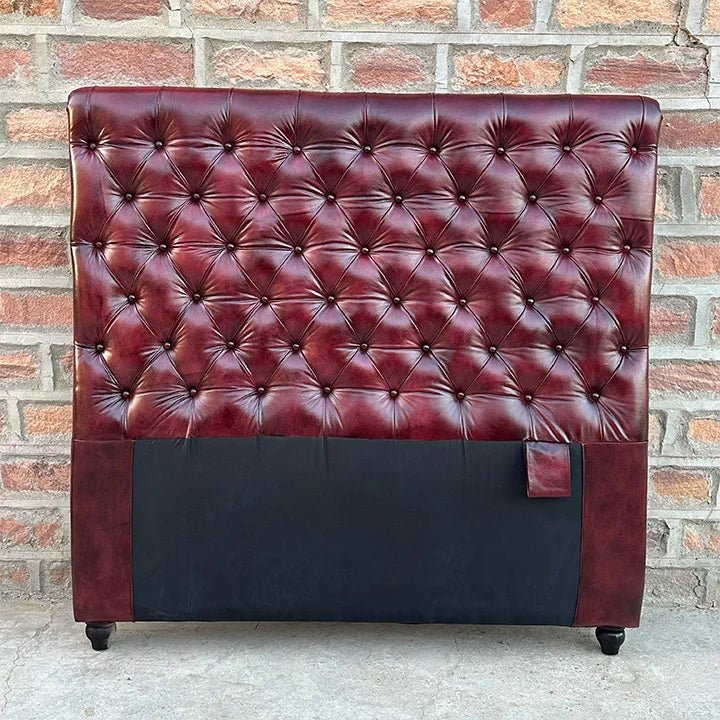Kingsford Collection – Deep Burgundy Red Top Grain Buffalo Leather Headboard - Kukuu Sofa