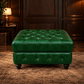 Kingsford Collection - Emerald Green Top Grain Buffalo Leather Chesterfield Ottoman - Kukuu Sofa