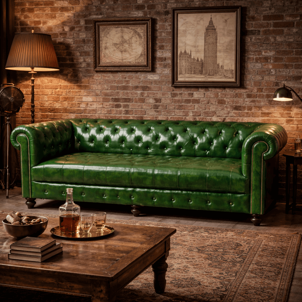 Kingsford Collection - Emerald Green Top Grain Buffalo Leather Chesterfield sofa - Kukuu Sofa