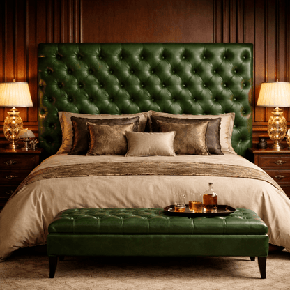 Kingsford Collection – Emerald Green Top Grain Buffalo Leather Headboard - Kukuu Sofa