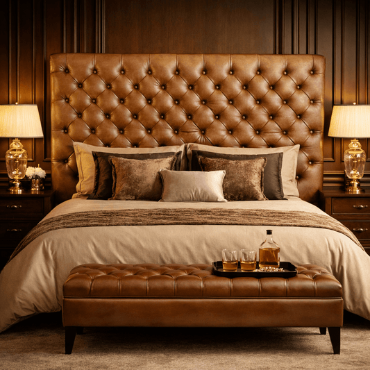 Kingsford Collection – Natural Tan Top Grain Buffalo Leather Headboard - Kukuu Sofa