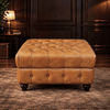 Kingsford - Natural Tan Top Grain Buffalo Leather Chesterfield Ottoman - Kukuu Sofa